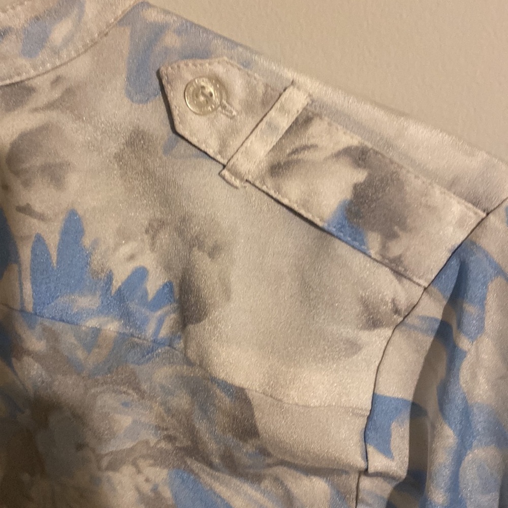 Calvin Klein Blue Floral Long Sleeve Dress Shirt - Picture 5 of 5